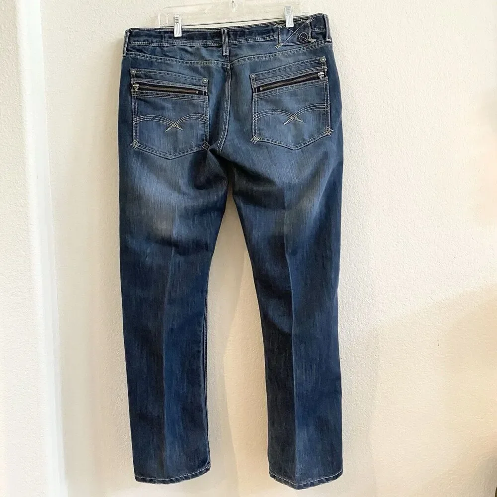 Caffeine NYC Jeans Mens 38x32 Downtown Slim Button Fly Flap Zip Back‎ Pockets